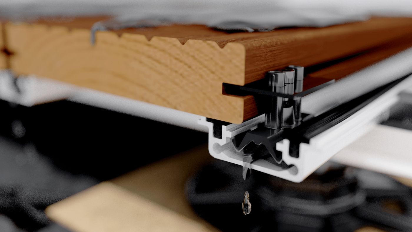 bodenbelag wetterfest, da wasserableitden Nahaufnahme des Dielensystems